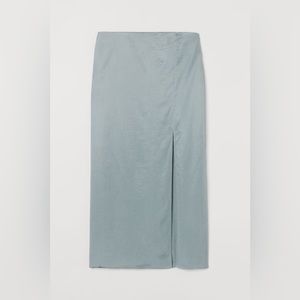 H&M Light Turquoise Midi Skirt w/ High Slit